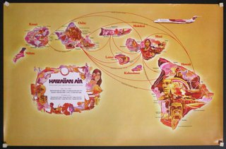 a poster with a map of hawaiian air
