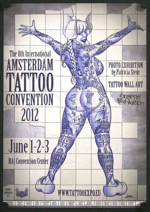 a poster of a woman with tattoos on her body