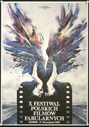 a poster with hands and colorful wings