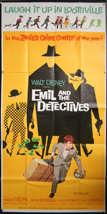a movie poster with a boy running on a yellow background