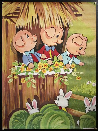 a poster of three little pigs