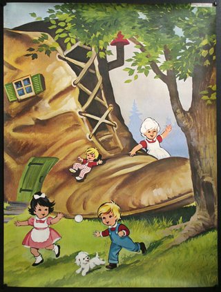 a poster of children playing in the tree house