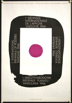 a poster with a purple circle