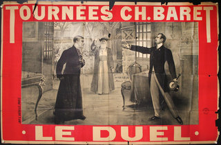 a poster of a man pointing at a woman