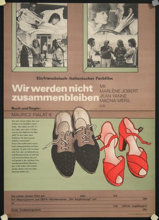 a poster with shoes and text