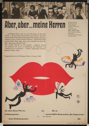 a poster with text and pictures of people and lips