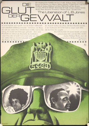 a poster of a man and woman in a green hat