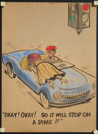 a cartoon of a man driving a car