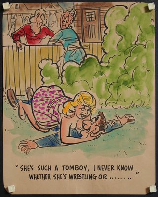 a cartoon of a woman lying on the ground