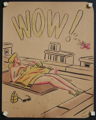 a cartoon of a woman lying on a towel