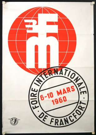 a poster with a red and white logo