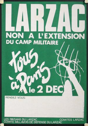 a green and white poster