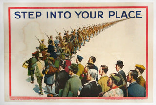 a poster of a group of people marching