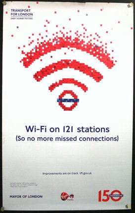 a poster with a wifi symbol