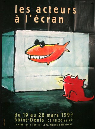 a poster with a cat and a fish