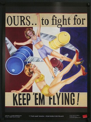 a poster with women flying in air