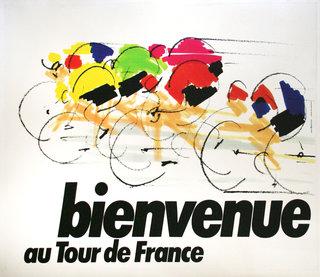 a poster with a group of cyclists