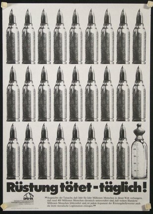 a poster of bullets and a bottle