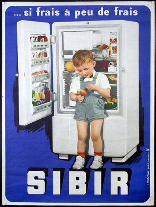 a poster of a child in a refrigerator