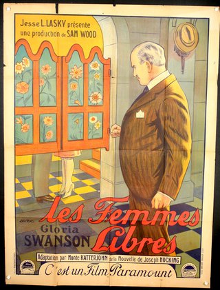 a poster of a man looking at a woman
