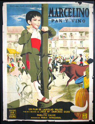 a poster of a boy holding a pole
