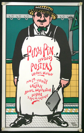 a poster of a man wearing an apron