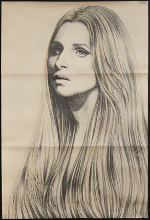 a drawing of Barbra Streisand with long hair