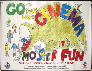 a poster with a cartoon dinosaur