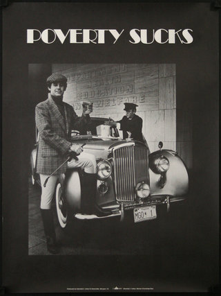 a poster of a man standing next to a car