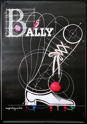 a poster of a shoe with a ball