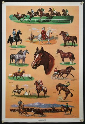 a poster of horses and riders