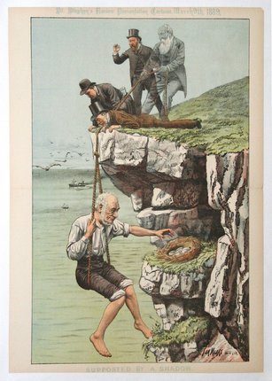 a man on a rope pulling a man on a cliff