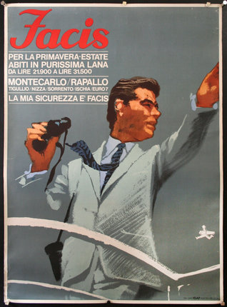 a poster of a man holding a telescope