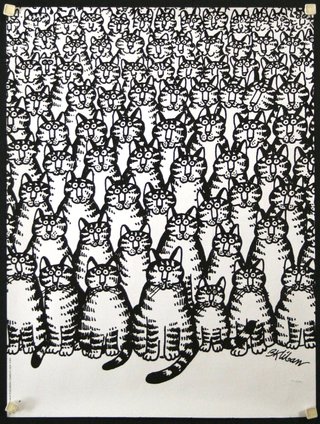 a large group of cats