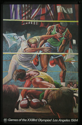 a painting of a man in a boxing ring