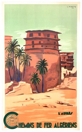 a poster of a desert town