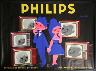 a poster with cartoon characters and televisions