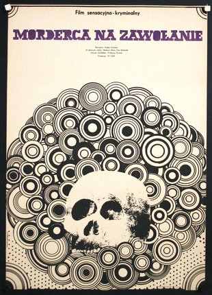 a poster with a skull and circles