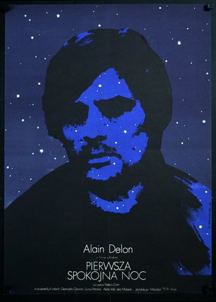 a poster of a man in a starry night