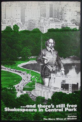 a poster with a man standing on a bridge