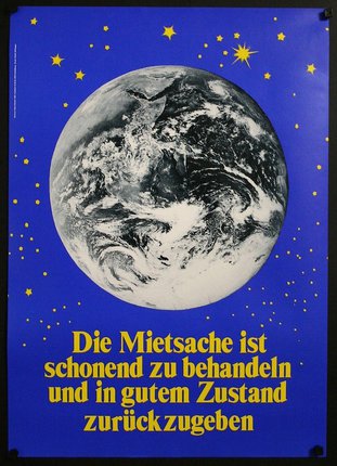 a poster with a planet in the sky