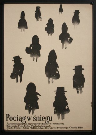 a poster with black silhouettes of women
