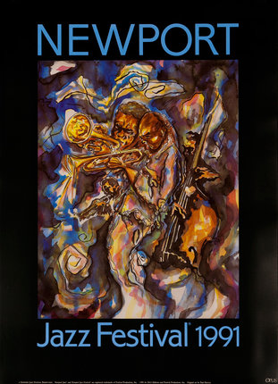 a poster with two musicians playing instruments