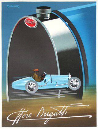 a poster of a bugatti