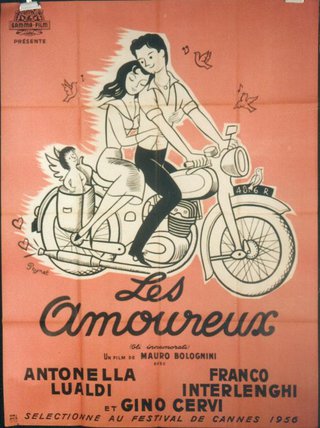 a poster of a couple on a motorcycle