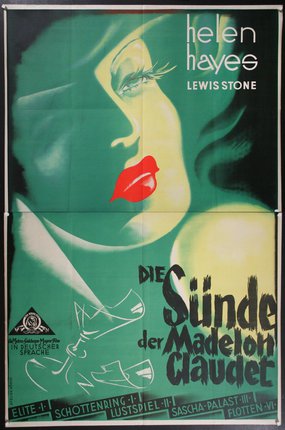 a poster of a woman with red lips
