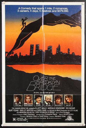 a movie poster of a woman jumping over a city