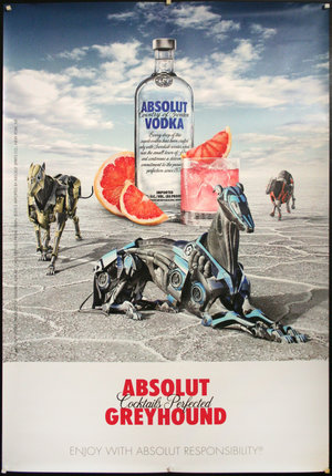 a poster of a bottle of vodka and a glass of orange juice