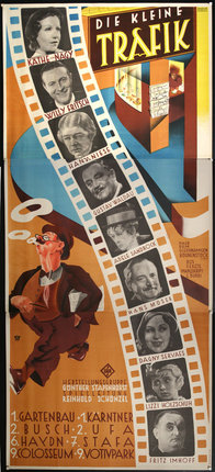 a movie poster with a film strip
