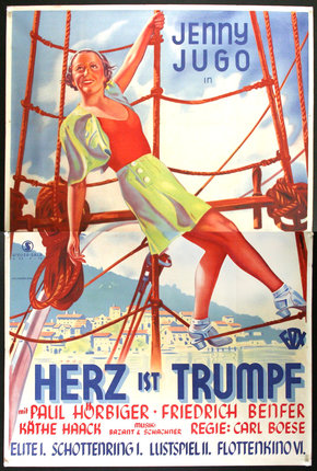 a poster of a woman on a ship